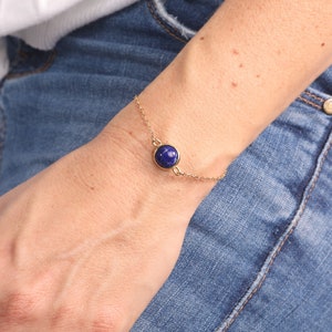 Gold Lapis Bracelet,Dainty Bracelet,Blue Lapis Bracelet for Women,Birthstone Bracelet,Blue Lapis Jewelry, Blue Gemstone Bracelet