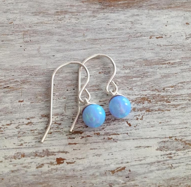 Blue White Opal Silver Women Jewelry Gemstone Dangle Earrings 1 1/4" OH4461-62