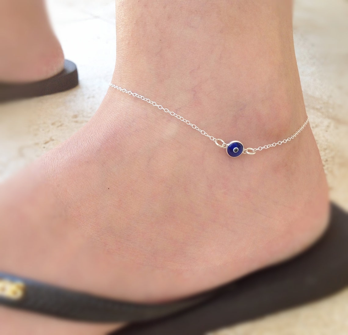 Evil Eye Anklet Sterling Silver Anklet Everyday Anklet Evil Etsy Israel