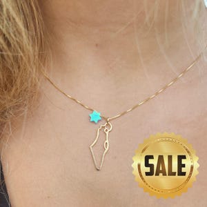 Karte von Israel, Opal David Stern Israel Halskette, Heiliges Land Anhänger Halskette, Israel Schmuck, Jejuda Halskette, Jüdischer Schmuck Avnis