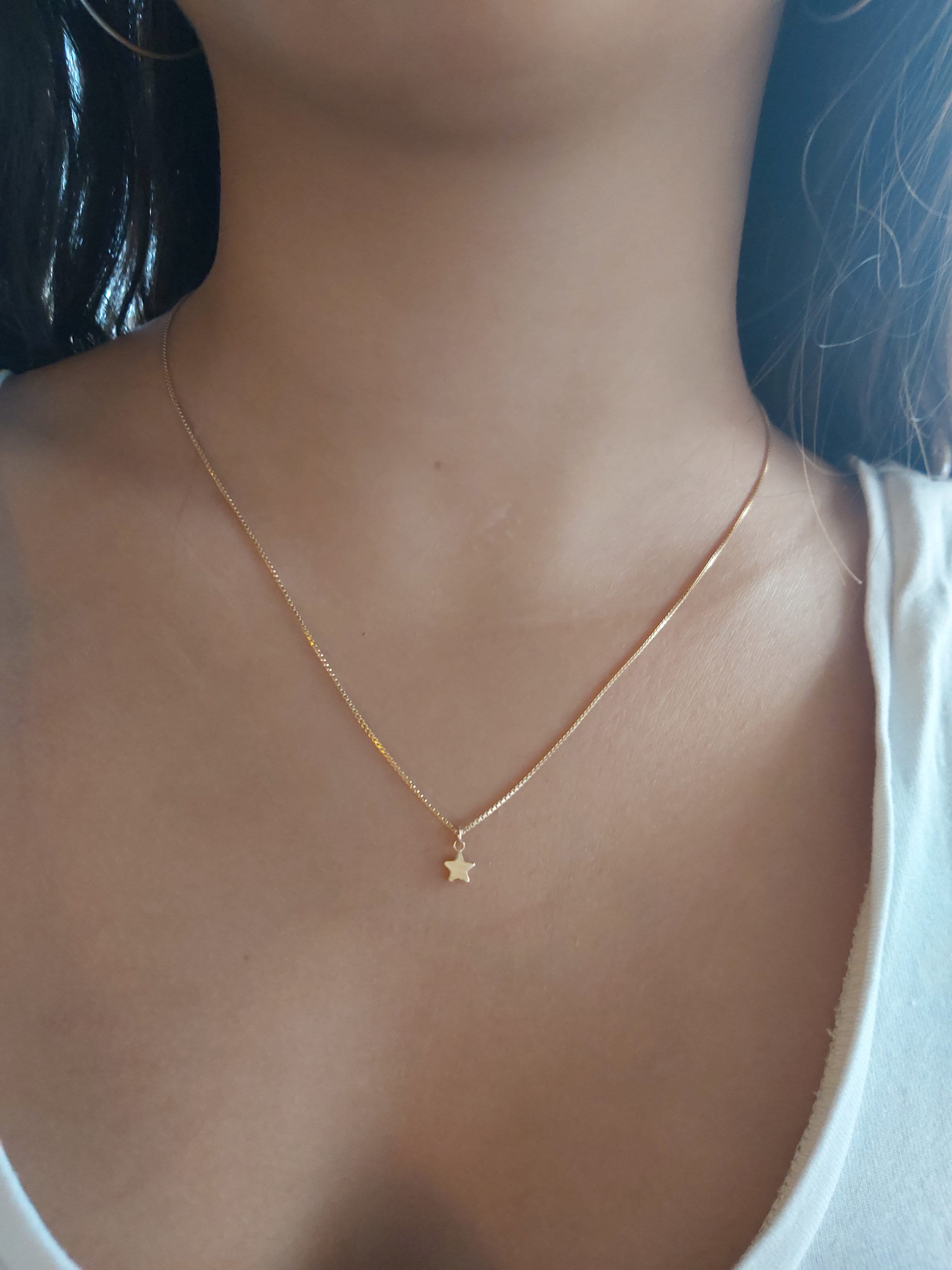 Tiny Gold Star Necklace Mini Star Necklace Dainty 