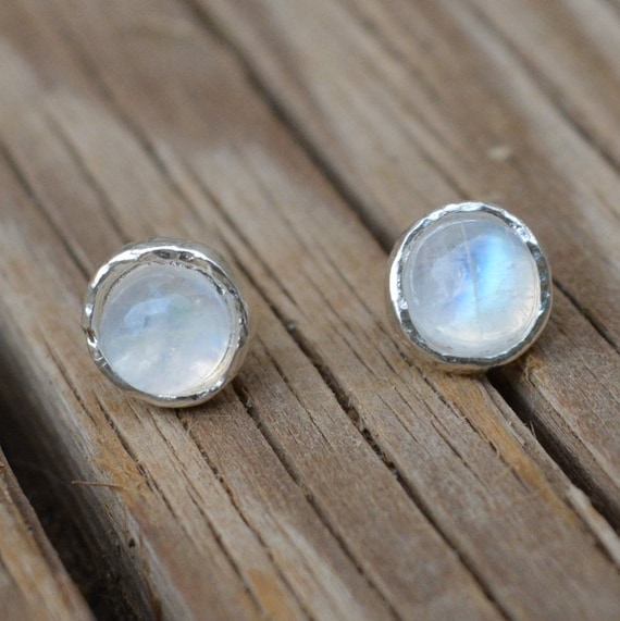 Rainbow Moonstone Earrings Moonstone Silver Stud 925 Solid Sterling Silver.  — Discovered