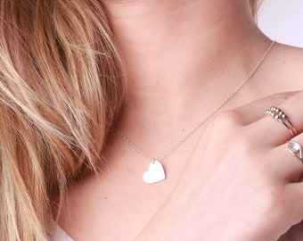 Sterling Silver Heart Necklace,Heart Necklace,minimalist,layering Necklace,Sterling Silver Necklace,love Necklace,Simple Delicate Gift