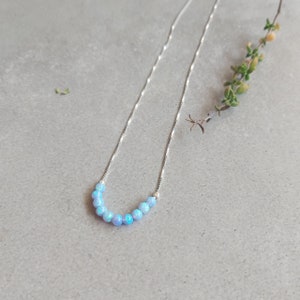 Blue Opal Beaded Necklace,Opal Necklace, Tiny Opal Bead Necklace,Minimalist Necklace, Opal Jewelry, Opal Bead Necklace