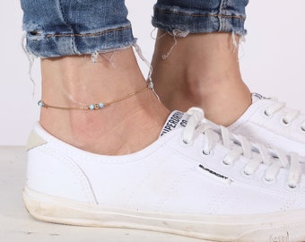 Gold Opal Anklet,Ankle bracelet,Opal Jewelry,Minimalist anklet,Gold Anklet,Beach Anklet,Dainty Anklet,Gift for Her