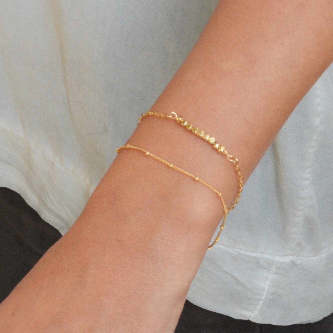 Gold Braceletdainty Braceletminimalist Braceletsatellite Etsy Israel