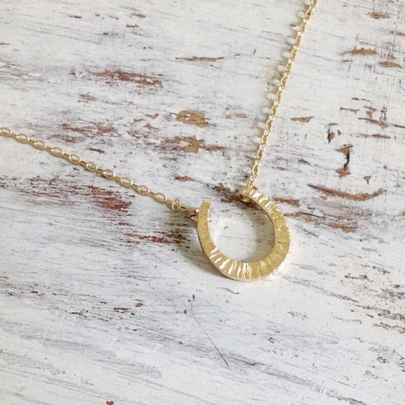 Horseshoe Necklace Gold Horseshoe Luck Necklace Gold Etsy