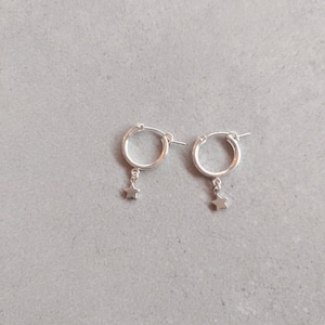 Small Star hoop Earrings, Sterling Silver Star Hoop Earrings, Huggie Hoop Earrings, Dainty Star Earrings, Huggie hoops, Minimalist Earrings