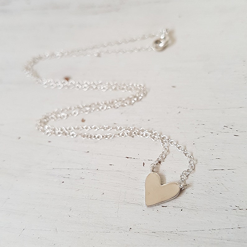 Tiny Heart Necklace,Sterling Silver Heart,valentines gift,Dainty minimalist heart necklace,Small heart necklace image 2