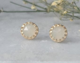 Jade earrings Stud,Dainty Jade Earrings,Green Jade Gemstone earrings,Wedding Earrings,Gold filled or sterling silver,Jade Jewelry size 8mm