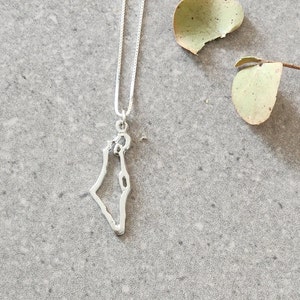 Collier carte d'Israël, collier Israël en argent sterling, collier pendentif terre sainte, bijoux carte d'Israël, collier judaïque, bijoux juifs