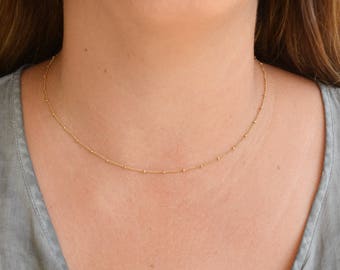 Gold choker Necklace,Simple Necklace,Dainty choker,Satellite Chain Necklace,Everyday Jewelry,Minimalist Necklace,Layering necklace -21186/N