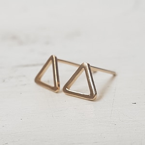 Small Triangle Stud Earrings,Gold Stud Earrings,Geometric Earrings,Minimalist,Open Gold Triangle Earrings,Dainty Earrings,Gift for her