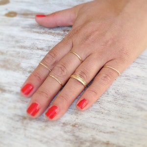 Special offer-5 Gold rings, Stacking ring, stacking gold rings, knuckle rings, thin ring, hammered ring, tiny ring- RR2