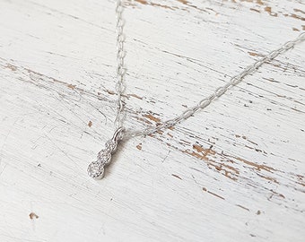 Silver Dainty Necklace,Cubic Zirconia Necklace,Solitaire necklace,Tiny Charm,Minimalist Wedding jewelry