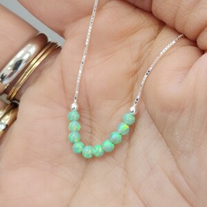 Green Opal necklace, Opal Beaded Necklace, Minimalist Necklace Gift, Sterling Silver Opal Bead Necklace,Opal Jewelry, Opal Bead Necklace