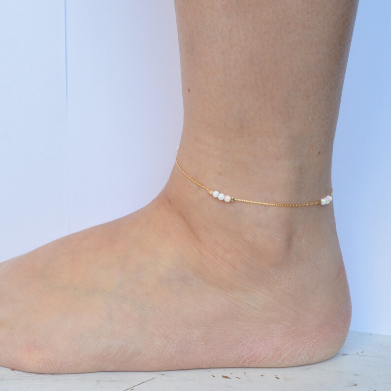 Dainty Opal Anklet,Opal Jewelry,Gold Opal Anklet,Beach Anklet
