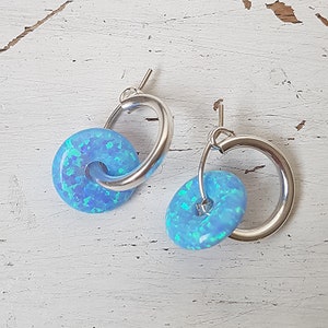 Opal Hoop Earrings,Small Hoop Earrings,Gemstone,Hoop Earrings,Dainty Hoop Earrings,Sterling Silver