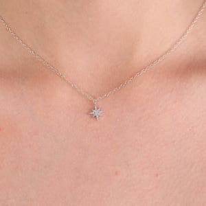 North Star Necklace Silver,Star Necklace,Tiny Star Necklace,CZ North Star Necklace Pendant,sterling silver necklace,minimalist image 1