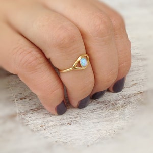 Evil eye ring, gold ring, stacking ring, eye, evil eye jewelry, opal stone,gift for her -10028