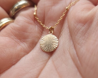 Sun Necklace, Sun Medallion Pendant Necklace, Layering Necklace, Gold Sun Necklace, Sun Jewelry