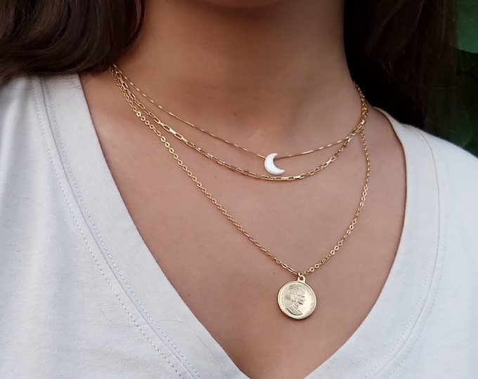 Coin Necklace Gold, Gold Coin Pendant Necklace, Women Coin Jewelry, Dainty necklac