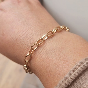 14k Gold Filled Chain Bracelet, Chunky Chain Statement Bracelet, Gold Filled Bracelet, Gold Bracelets, Paperclip Chain, Chain Bracelet