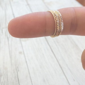 Set of 10 Gold rings, Stacking ring, stacking gold rings, thin ring, hammered ring, tiny ring, thin rings R2210 image 4
