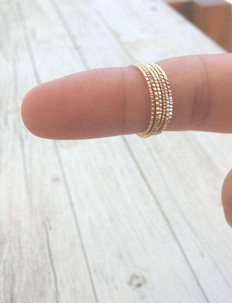 Set of 10 Gold rings, Stacking ring, stacking gold rings, thin ring, hammered ring, tiny ring, thin rings R2210 image 4