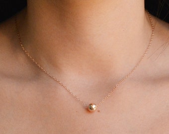 Rose gold necklace,Ball necklace,Gold necklace,simple dainty necklace,rose gold charm,rose gold jewelry - 10017RG