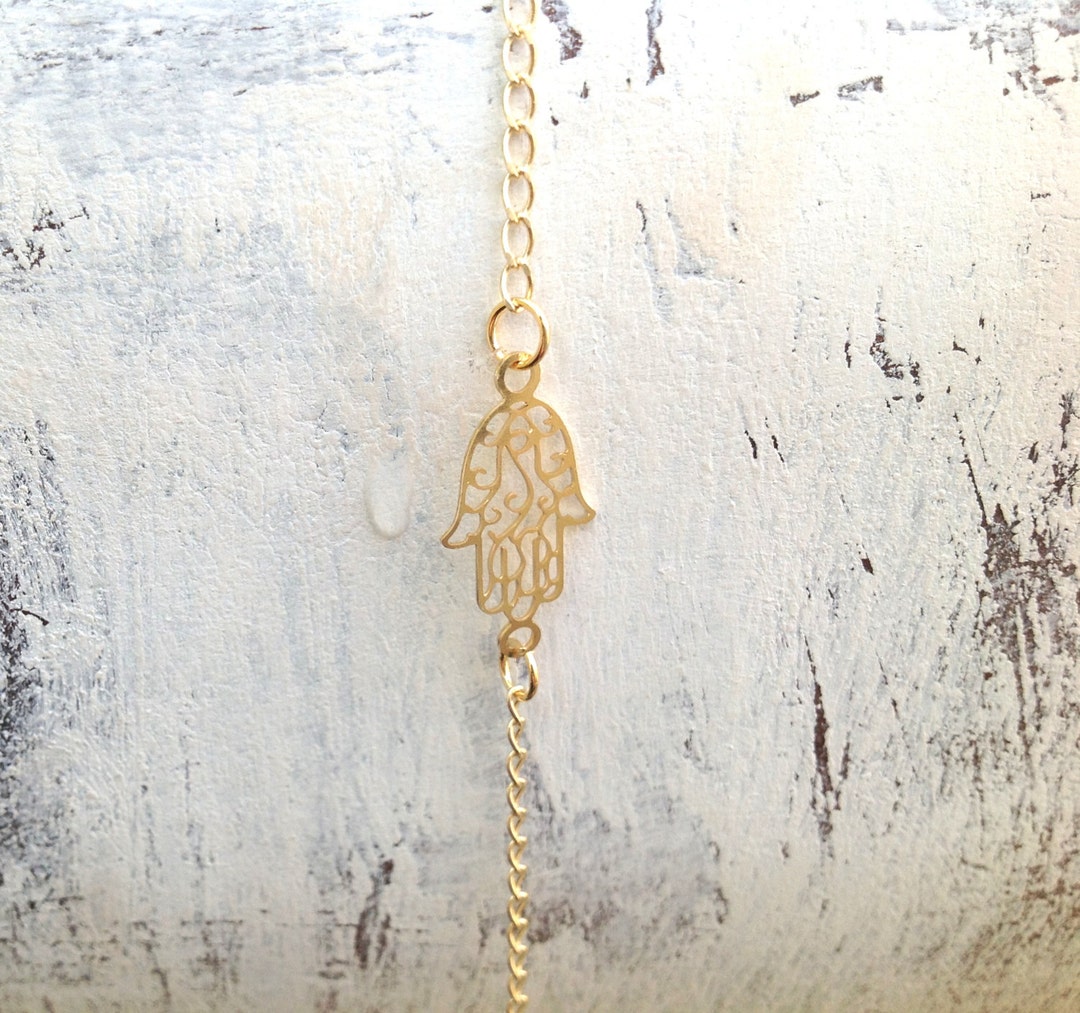 Hamsa Anklet Ankle Bracelet Gold Anklet Gold Hamsa Anklet Etsy
