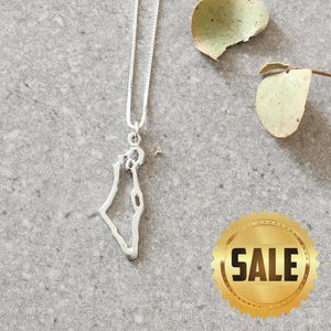 Karte von Israel, Sterling Silber Israel Halskette, Heiliges Land Anhänger Halskette, Israel Karte Schmuck, Jejuda Halskette, Jüdischer Schmuck