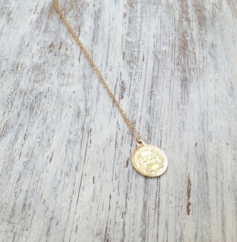 gold coin necklace, women coin jewelry, sideway coin, 14k gold filled,gift for her,dainty necklace,gold necklace,gold disc necklace image 4