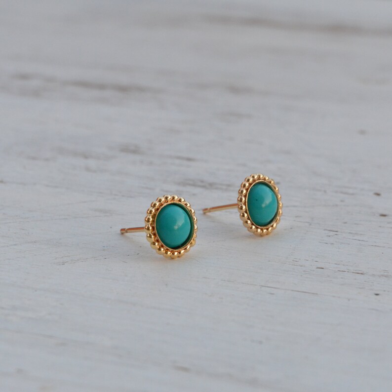 Turquoise earrings studturquoise earringsgold earringsstud Etsy