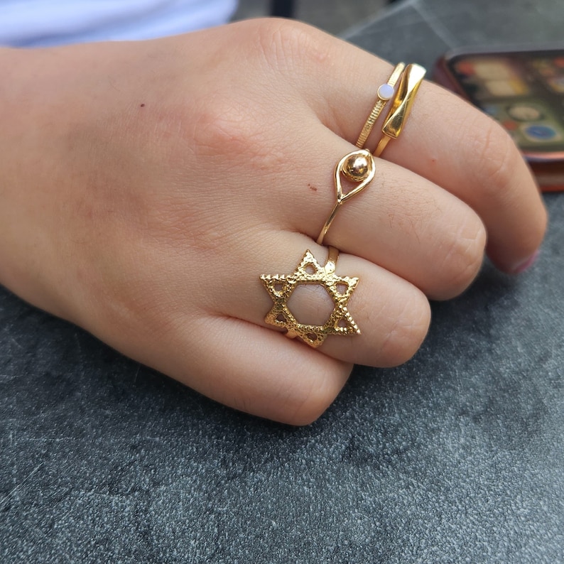 Gold ring, star of David ring, Magen David ring, Jewish jewelry, jewish star 20080 image 7