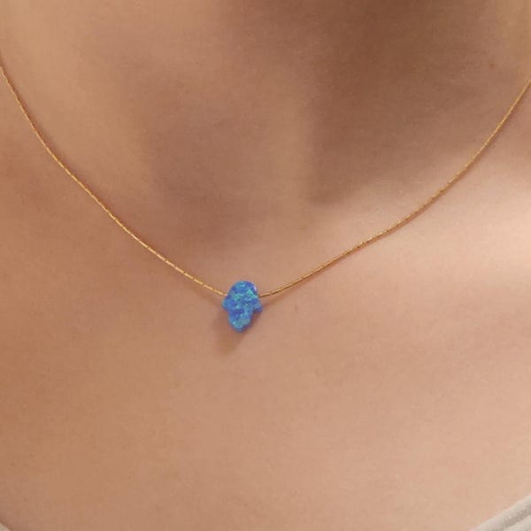 opal hamsa necklace, hamsa necklace, opal necklace,sterling silver ,luck necklace, turquoise necklace,blue hamsa necklace,opal jewelry -6299