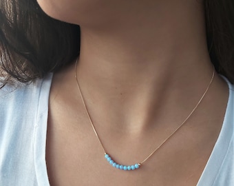 Opal Beaded Necklace,Dainty Opal Necklace, Tiny Opal Bead Necklace,Opal Jewelry, Opal Bead Necklace