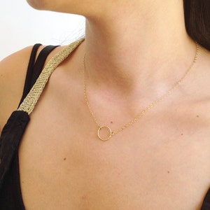 Dainty Circle Necklace,Gold Karma Necklace,Layering necklace,Mother's Gift Jewelry,Gold Filled or Sterling Silver image 4