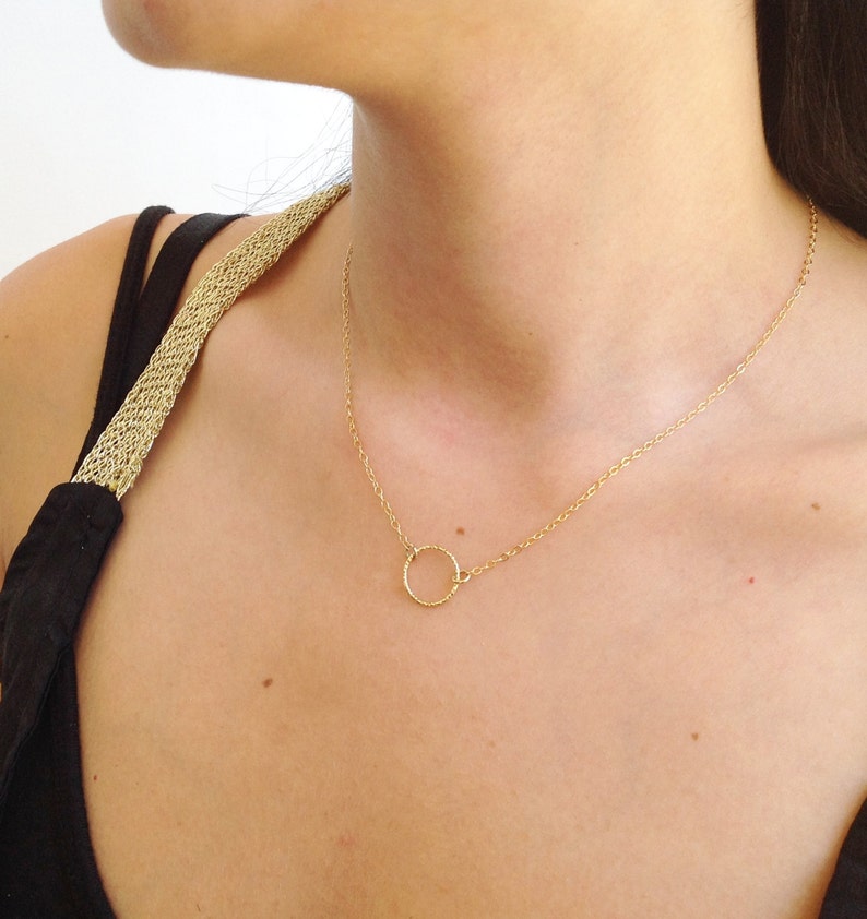 Dainty Circle Necklace,Gold Karma Necklace,Layering necklace,Mother's Gift Jewelry,Gold Filled or Sterling Silver image 4