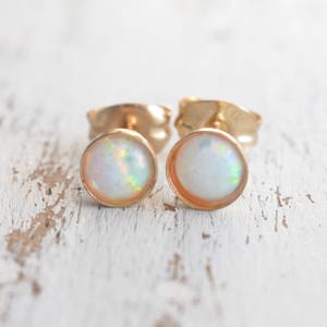 Opal stud earrings,gold opal earrings,opal earrings,classic earrings,stud earrings,Gold filled earrings,delicate earrings,gold earring-21030 image 2