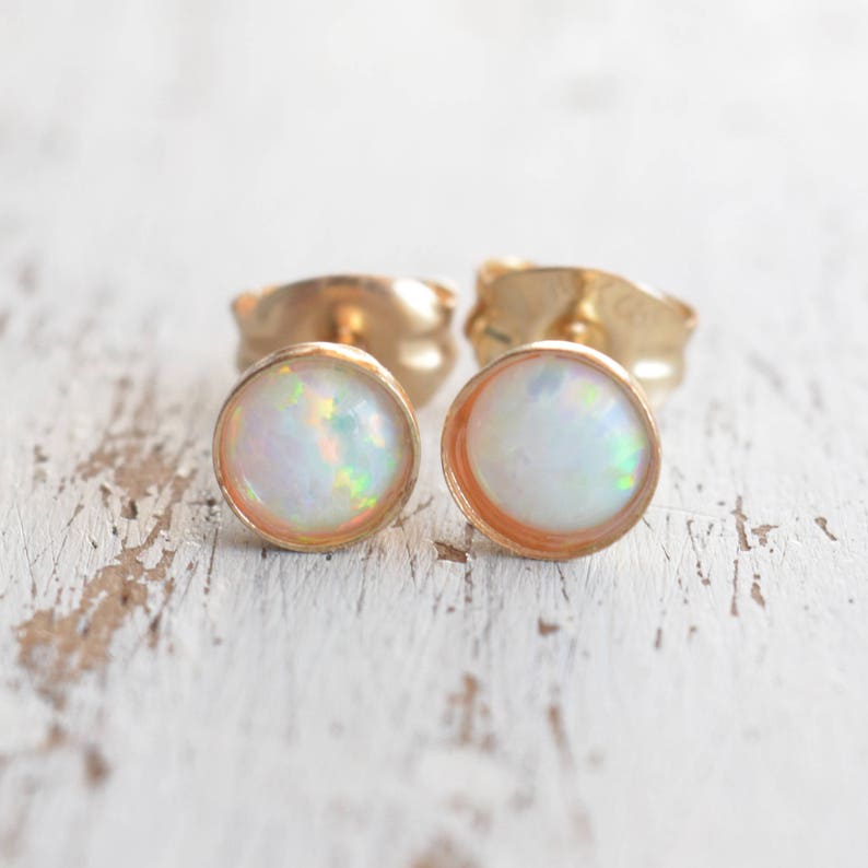 Opal stud earrings,gold opal earrings,opal earrings,classic earrings,stud earrings,Gold filled earrings,delicate earrings,gold earring-21030 image 2