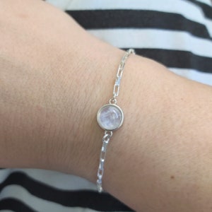 Moonstone Bracelet, Dainty Sterling Silver Moonstone Bracelet, Birthstone Bracelet, Moonstone Jewelry, Gemstone bracelet