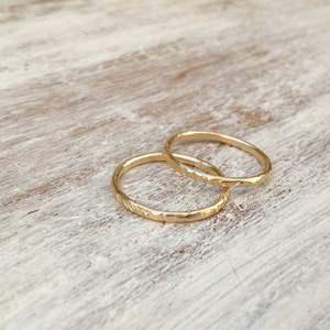 Stacking ring, gold ring, set of 2 stacking gold ring, knuckle rings, thin gold ring, hammered ring