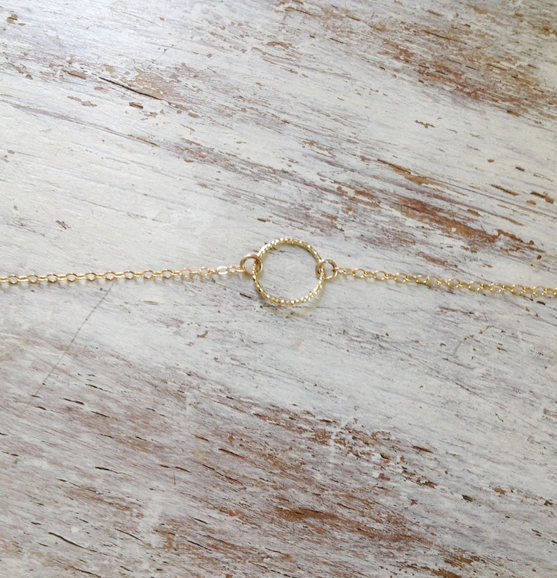 Dainty Circle Necklace,Gold Karma Necklace,Layering necklace,Mother's Gift Jewelry,Gold Filled or Sterling Silver image 3