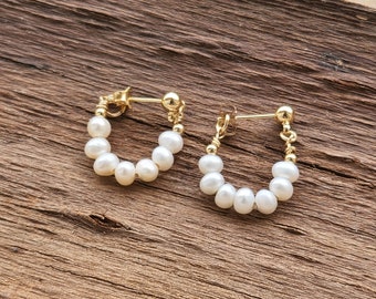 Pearl Stud earrings, Pearl Earrings Wedding, Freshwater Pearl Earrings,Dainty 14K Gold Filled Pearl Earrings, Pearl Earrings,Wedding Jewelry