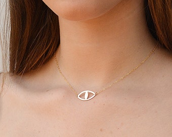 Eye necklace,evil eye necklace,evil eye charm,delicate ,protection necklace,gold filled or sterling silver