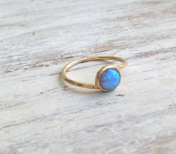 Opal Ring Blue Opal Ring Gemstone Ring Blue Opal Dainty | Etsy
