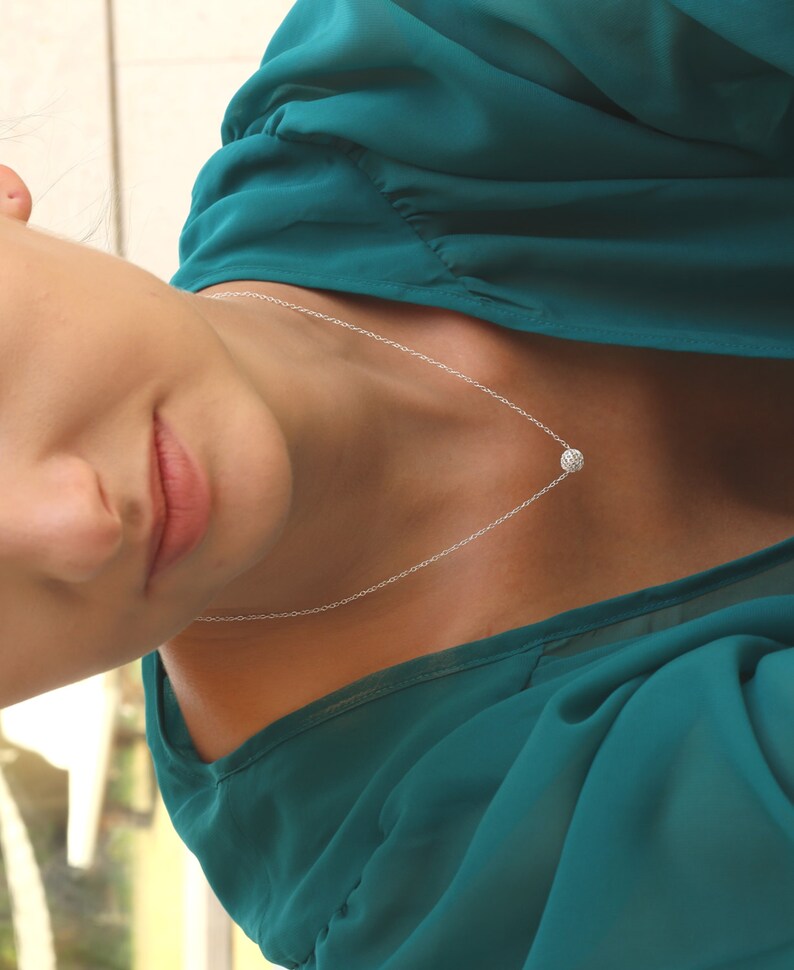 tiny silver necklace ball necklace everyday necklace Sterling silver necklace delicate necklace dainty necklace