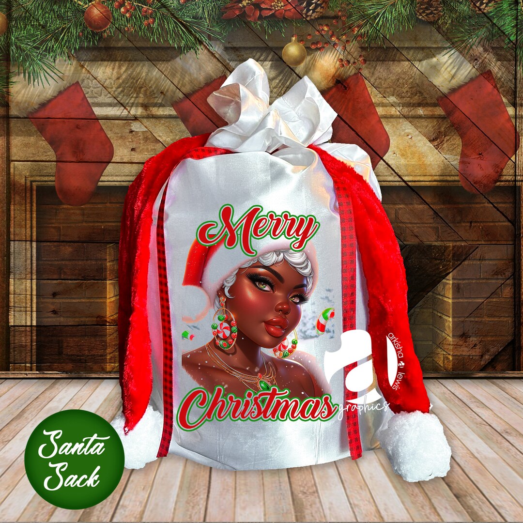 Merry Christmas Girl 13, Santa Bag, Santa Sack, Pillowcase, PNG Image