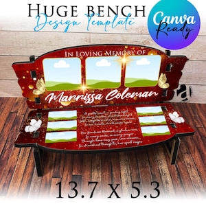 Marrissa Coleman - Huge 13.7" x 5.3" Digital Bench Design Template -  Canva Ready